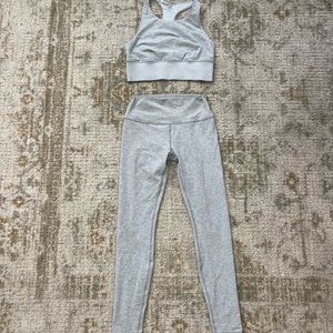Gray Alo Alosoft legging and matching top